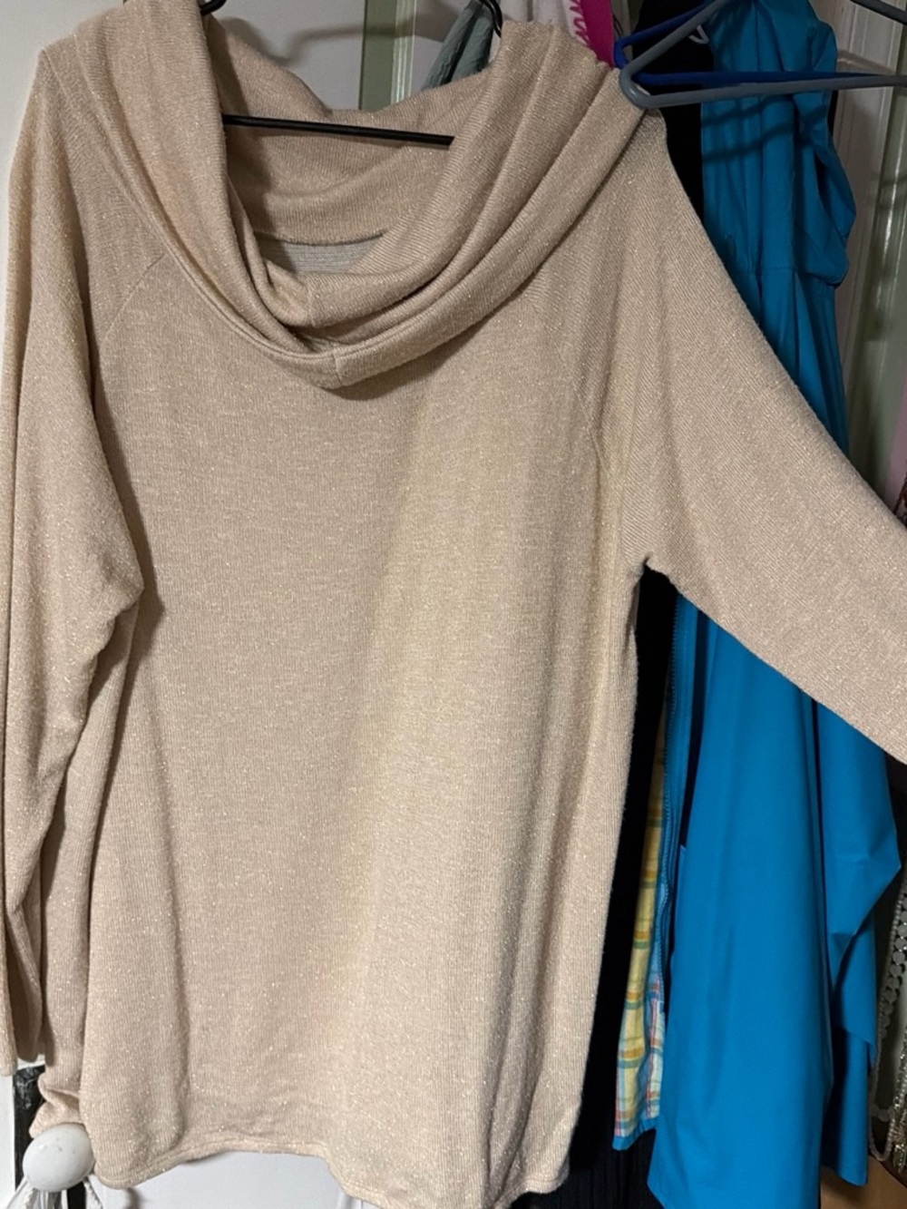 Beige Cowl Neck Women's Sweater